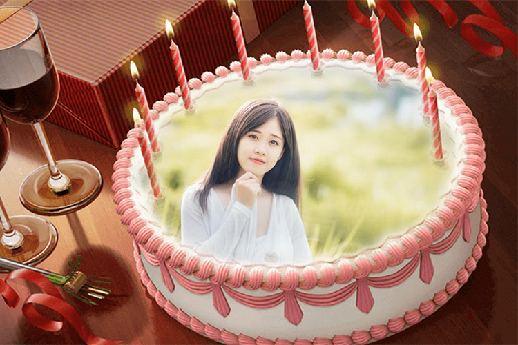 Name Birthday Cake With Photo Frame