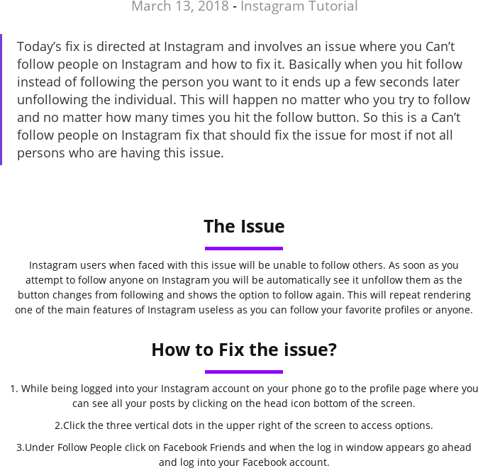 fix is directed at instagram and involves an issue where you can t follow people!    on instagram and how to fix it basically when you hit follow - cant follow on instagram