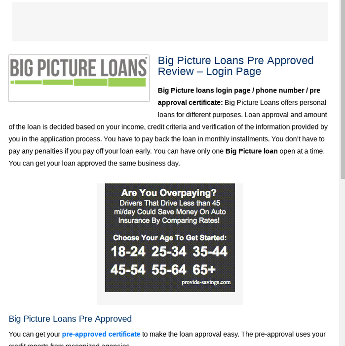 Big Picture Loans Pre Approval Certificate